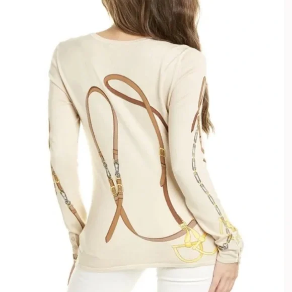 🛑SOLD J. McLaughlin Lenny Equestrian Sweater in Sand Women’s Large - Picture 2 of 10